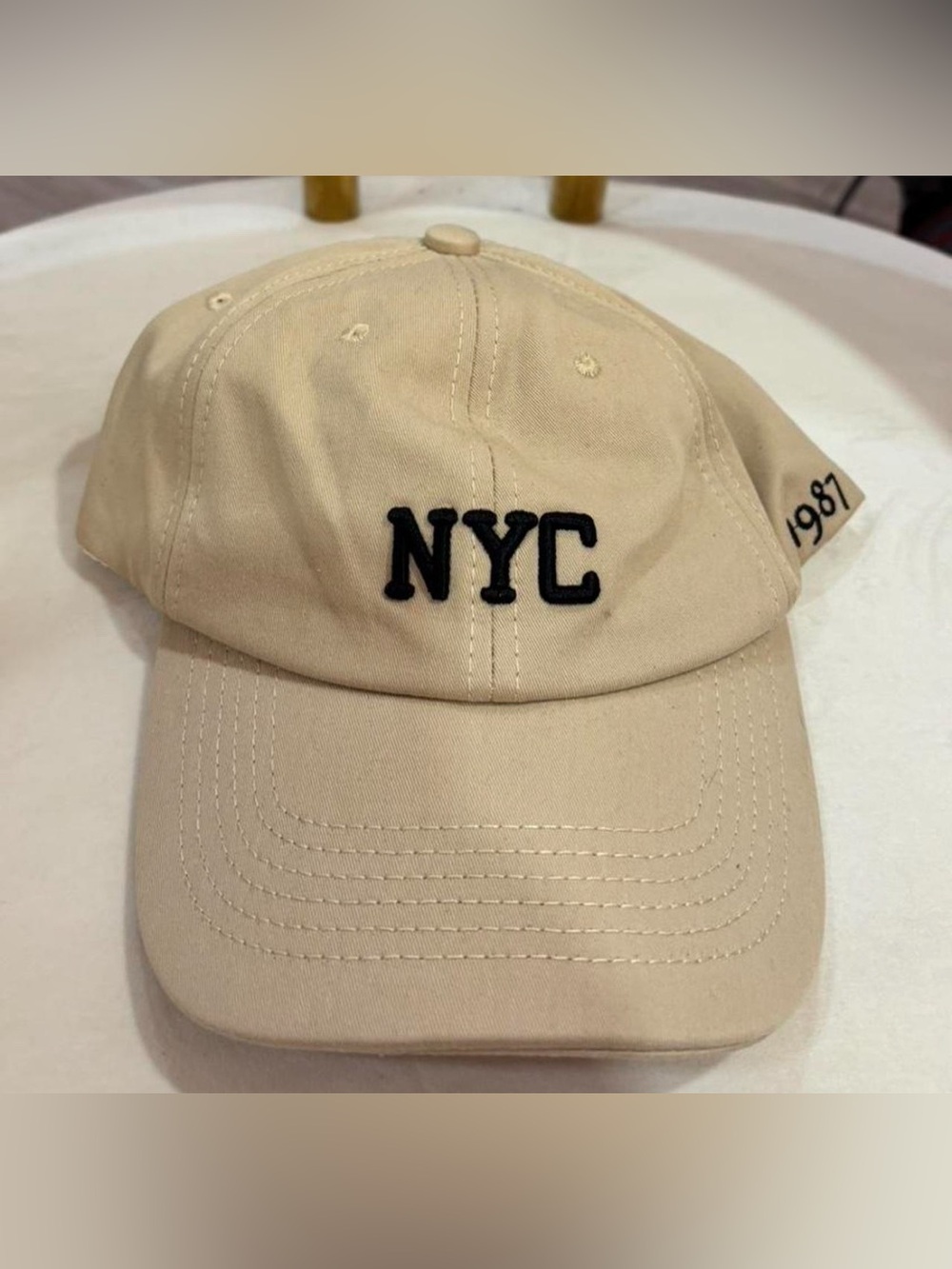 Beige NYC Embroidered Baseball Cap